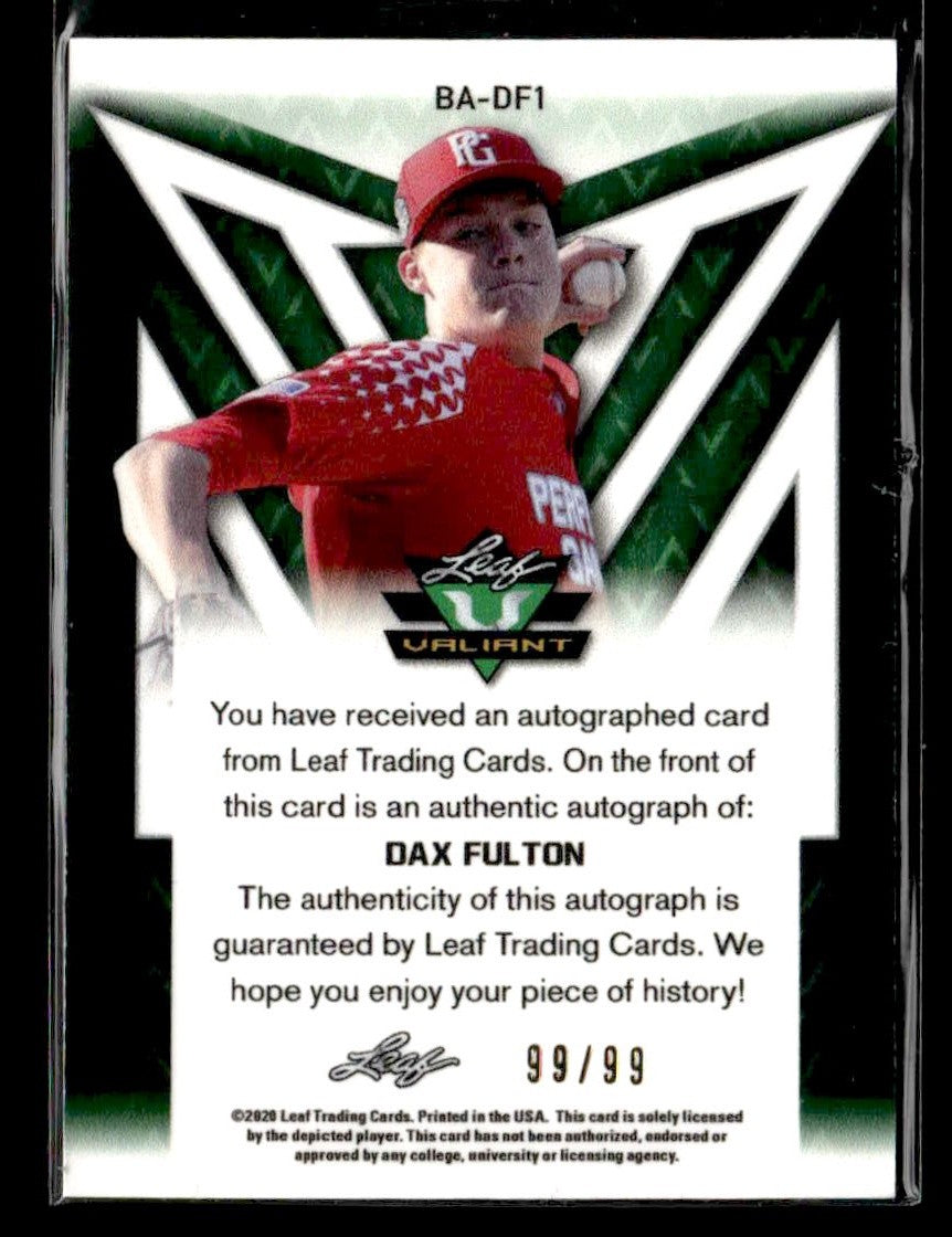 2020 Leaf Valiant #BA-DF1 Dax Fulton #/99