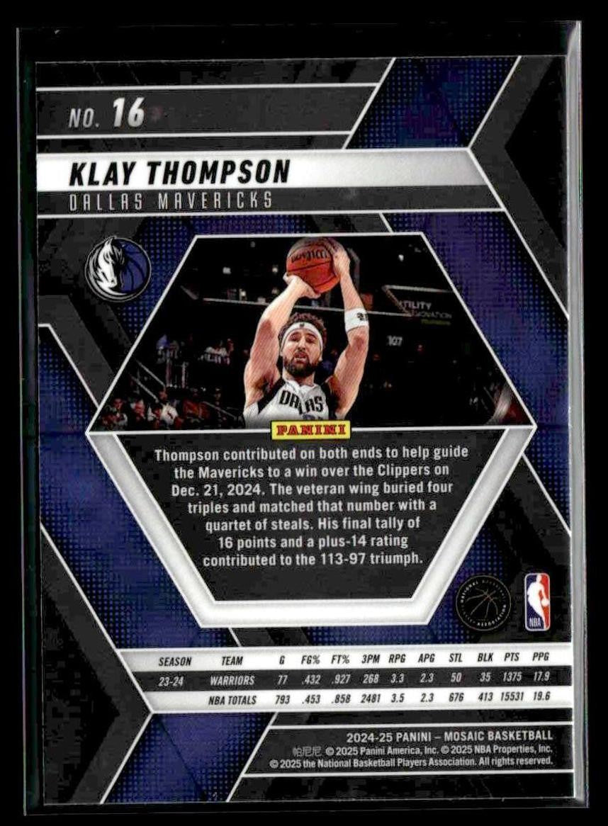 2024-25 Panini Mosaic #16 Klay Thompson