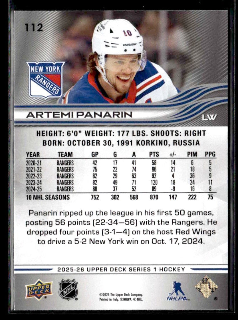 2025-26 Upper Deck #112 Artemi Panarin