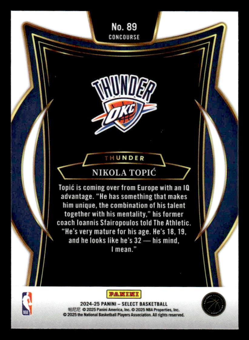 2024-25 Panini Select #89 Nikola Topic