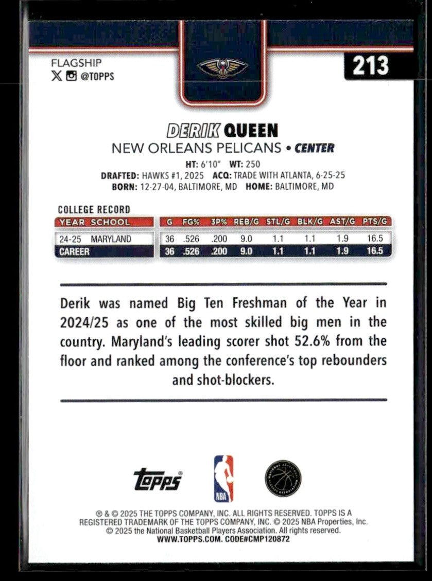2025-26 Topps #213 Derik Queen