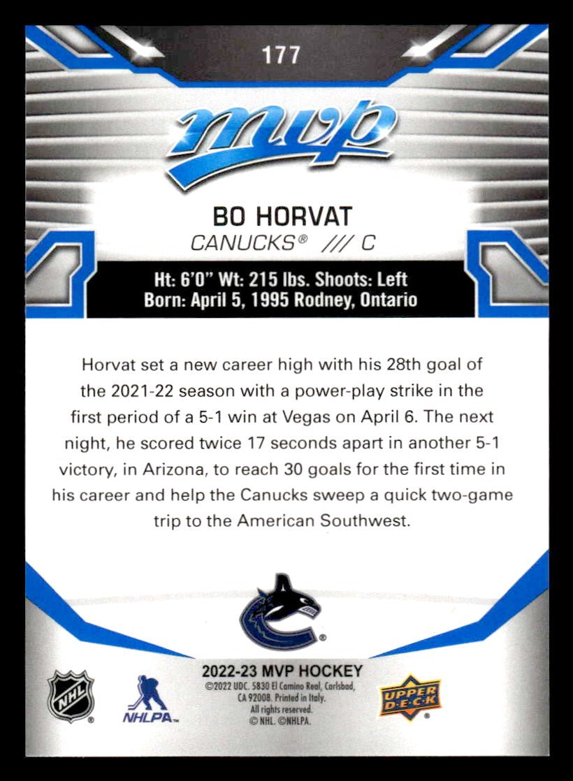 2022-23 Upper Deck MVP #177 Bo Horvat Blue Script