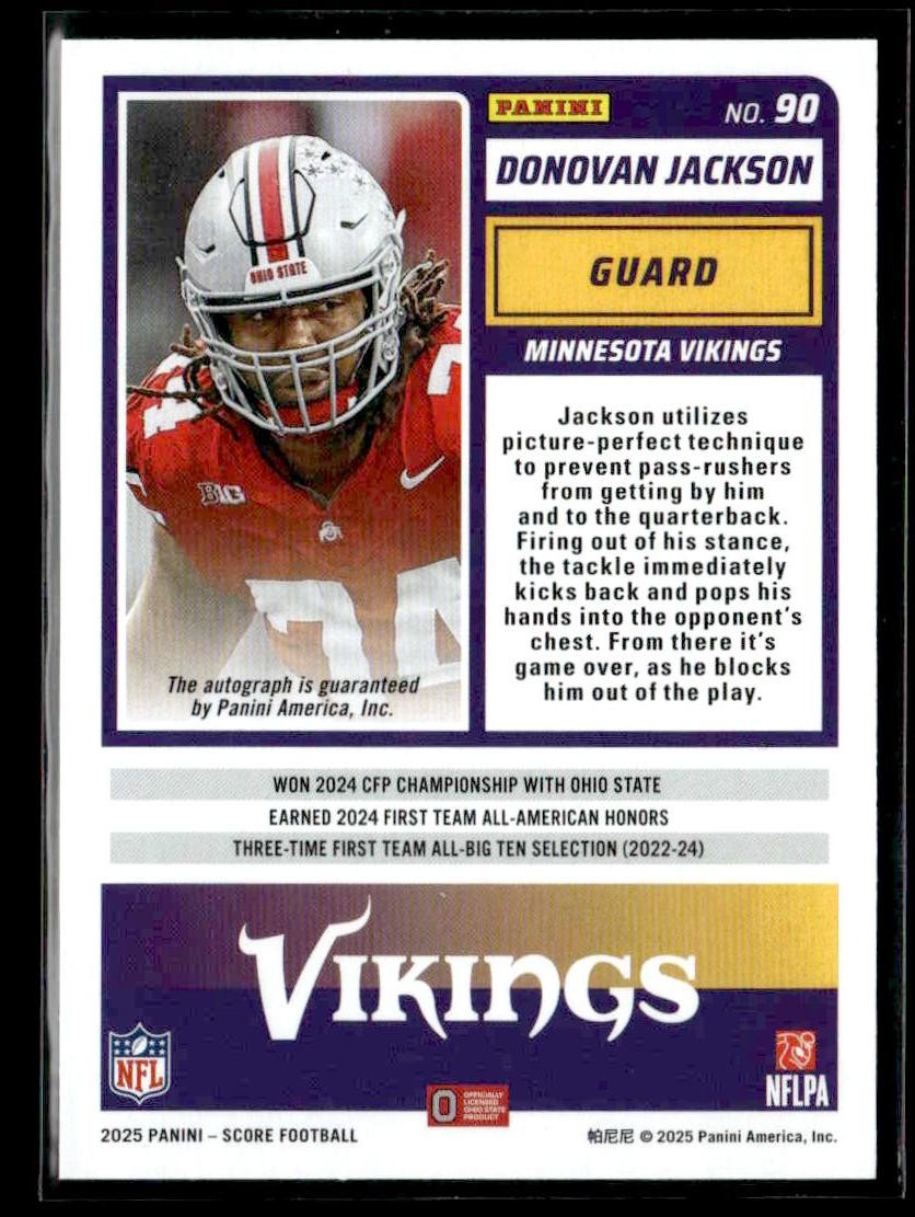 2025 Score #90 Donovan Jackson Base Rookie Signatures