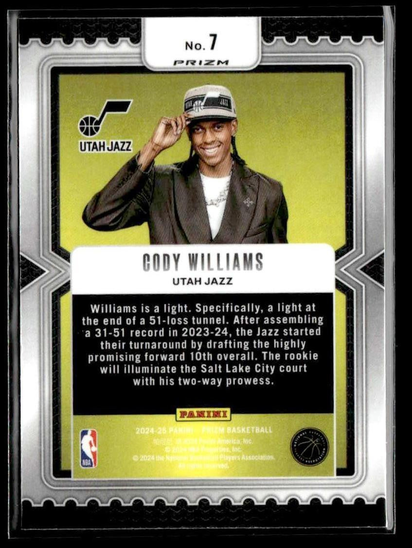 2024-25 Panini Prizm #7 Cody Williams Luck of the Lottery Prizms Fast Break