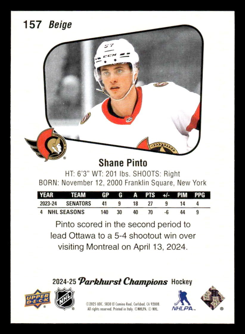2024-25 Parkhurst Champions #157 Shane Pinto