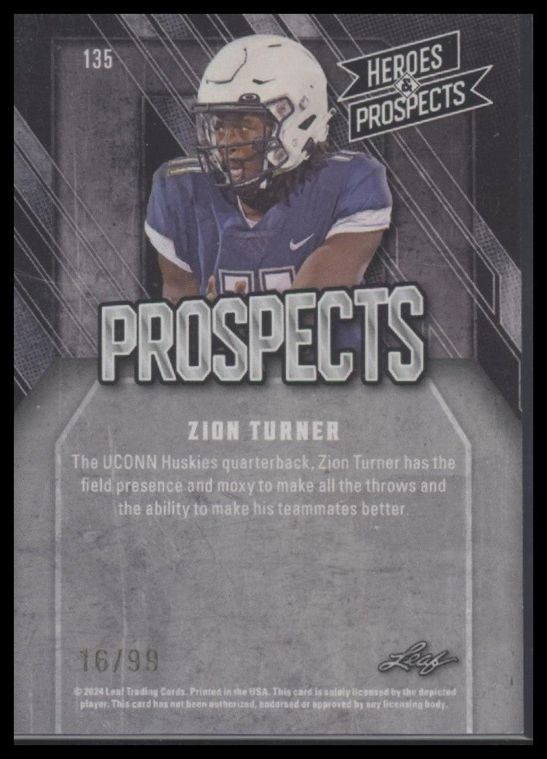 2024 Leaf Heroes & Prospects #135 Zion Turner Blue #/99