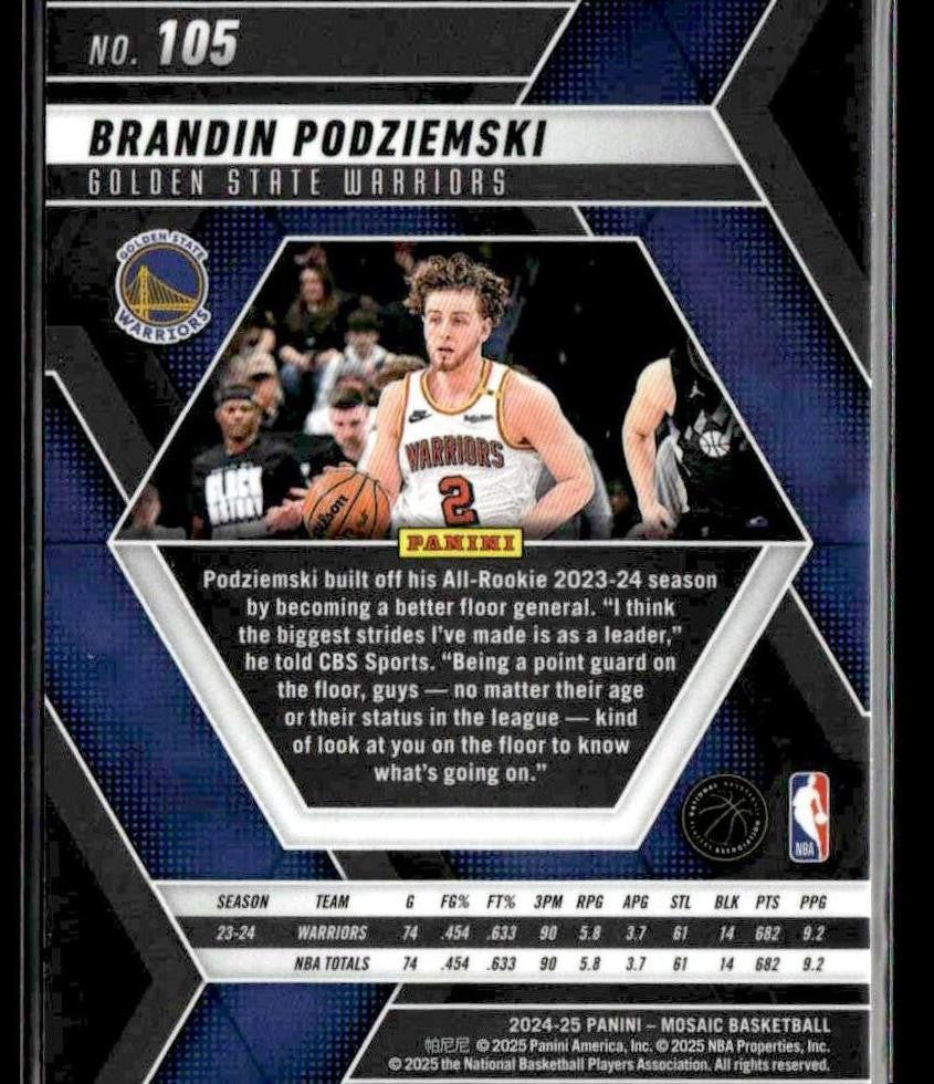 2024-25 Panini Mosaic #105 Brandin Podziemski