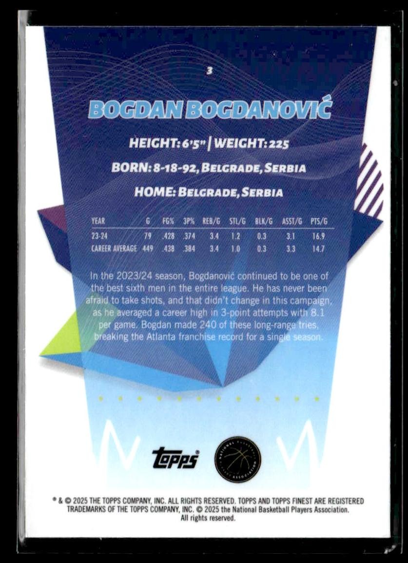 2024-25 Topps Finest #3 Bogdan Bogdanović