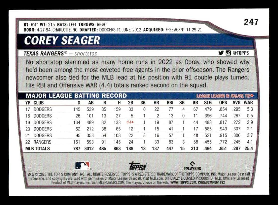 2023 Topps Big League #247 Corey Seager