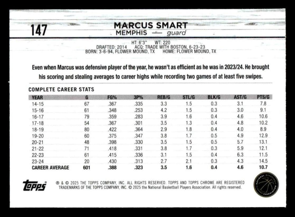 2024-25 Topps Chrome #147 Marcus Smart