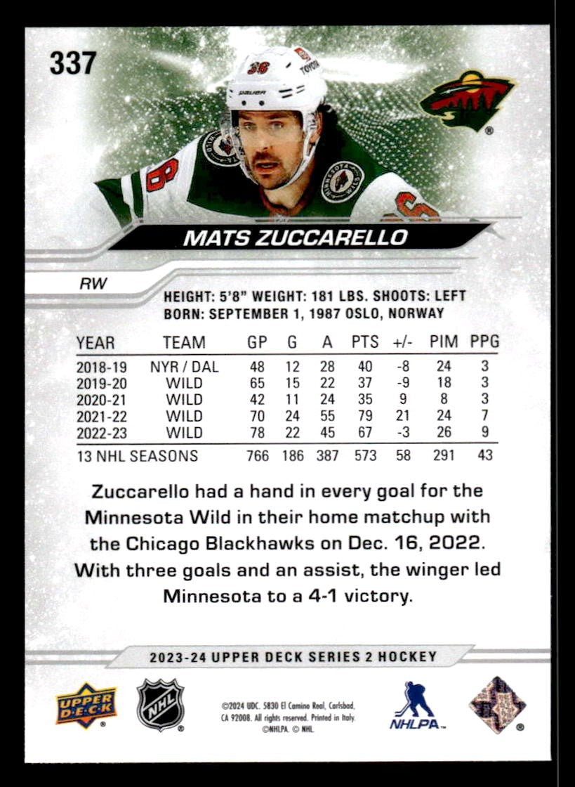 2023-24 Upper Deck #337 Mats Zuccarello