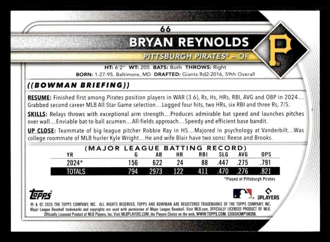 2025 Bowman #66 Bryan Reynolds