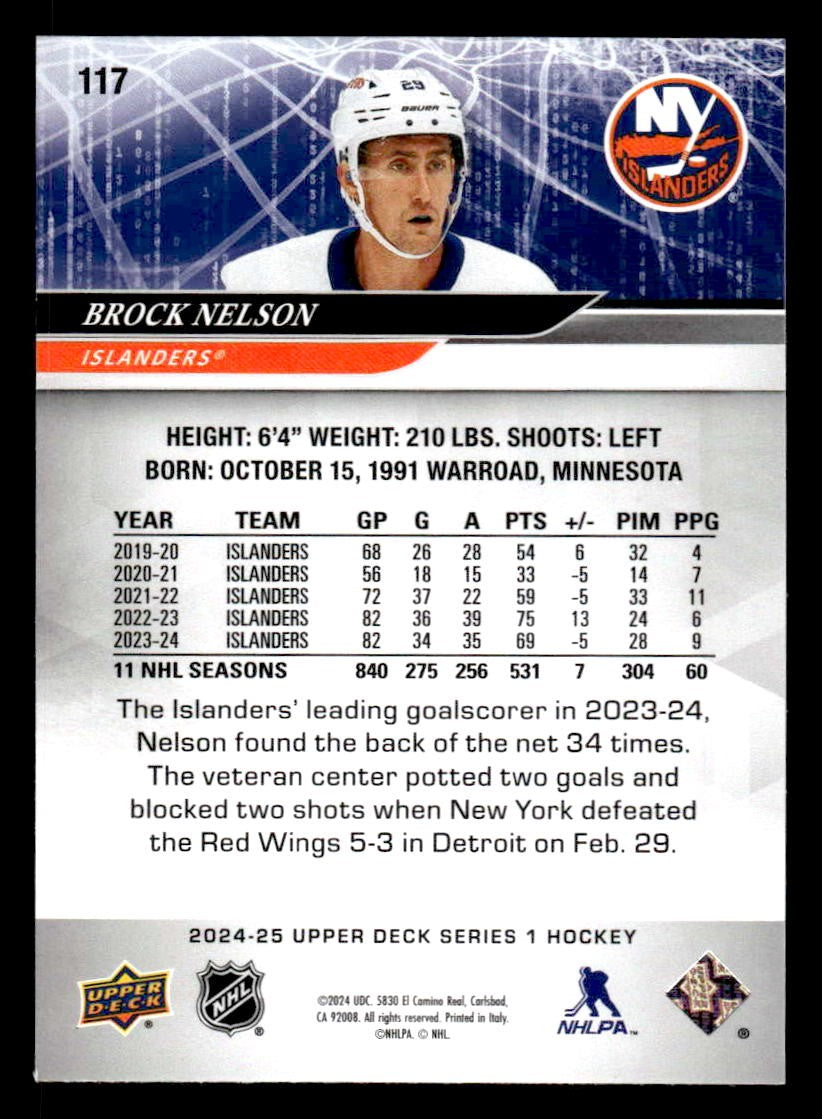 2024-25 Upper Deck #117 Brock Nelson