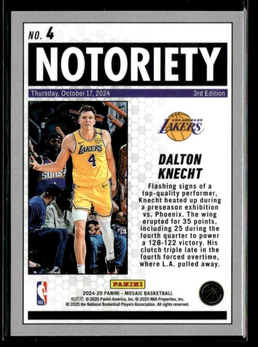 2024-25 Panini Mosaic #4 Dalton Knecht Notoriety