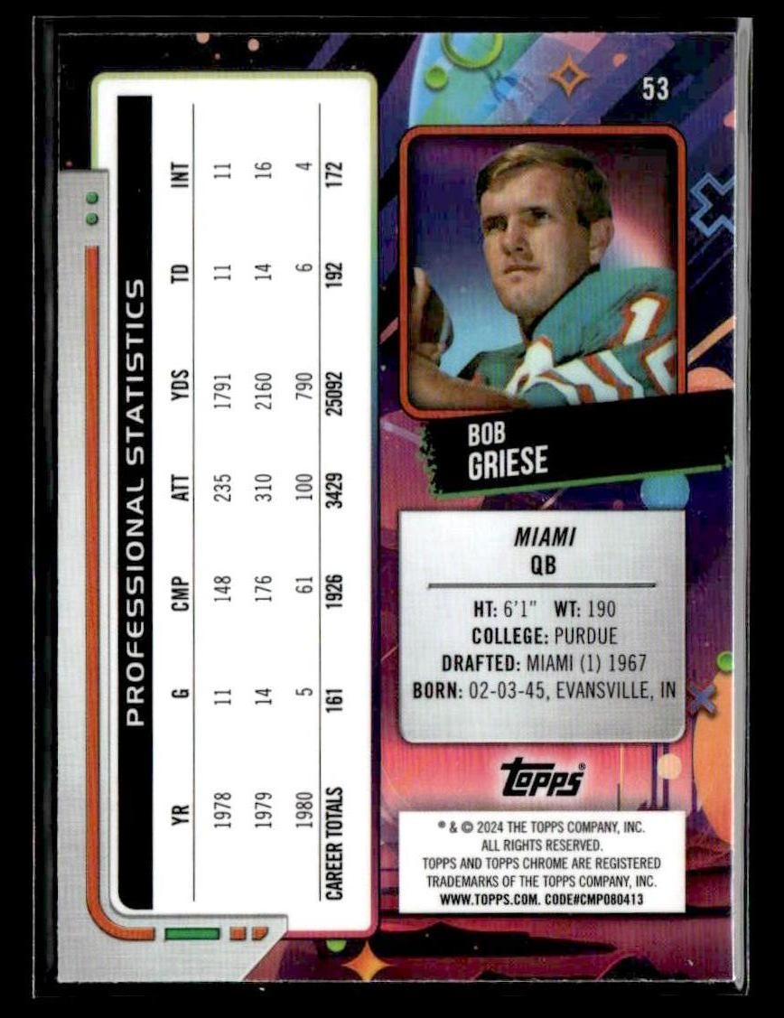2024 Topps Chrome Cosmic #53 Bob Griese