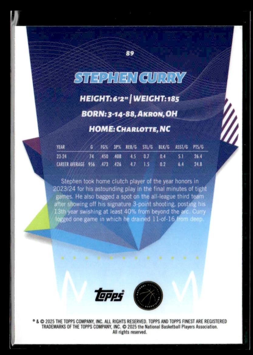2024-25 Topps Finest #89 Stephen Curry