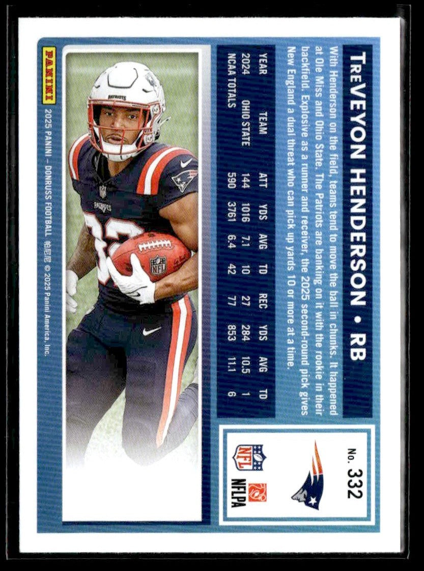 2025 Donruss #332 TreVeyon Henderson Rated Rookies