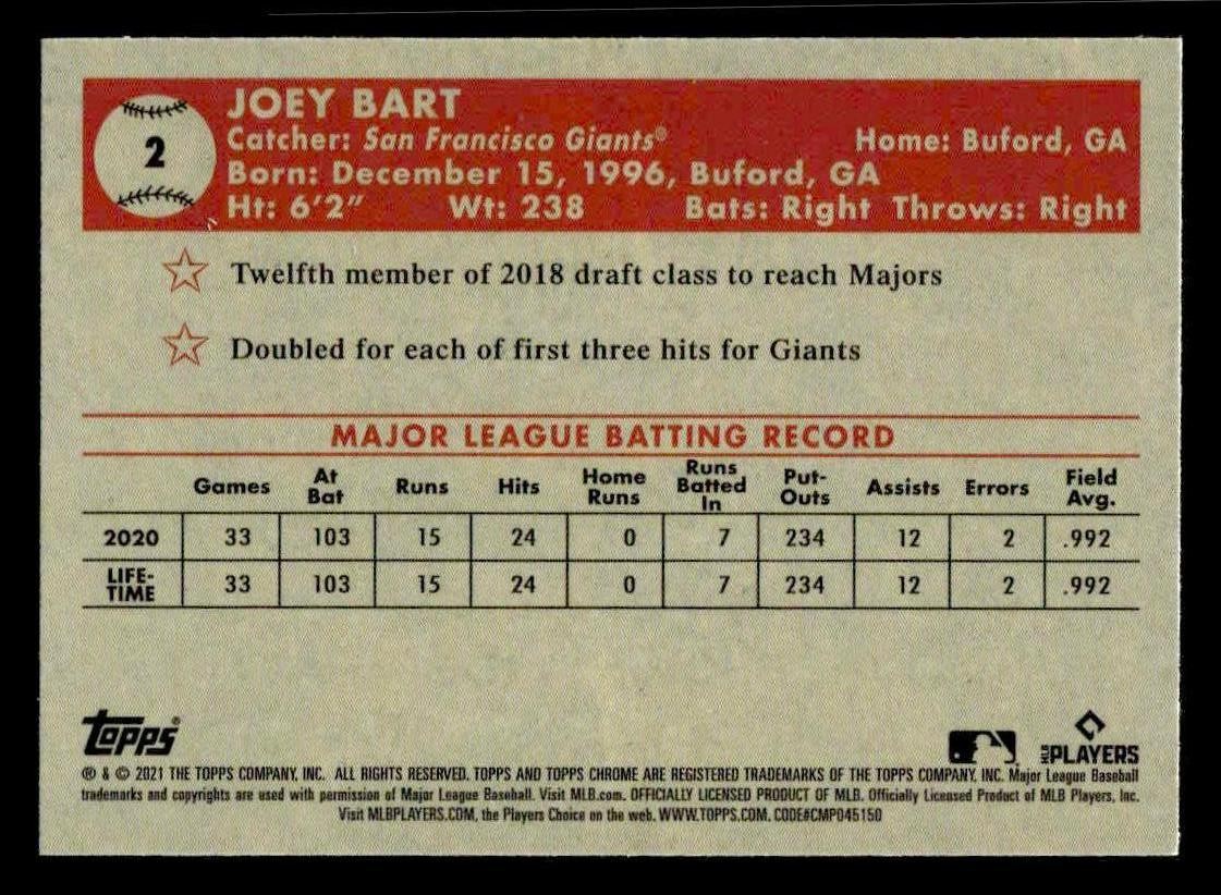 2021 Topps Chrome Platinum Anniversary #2 Joey Bart