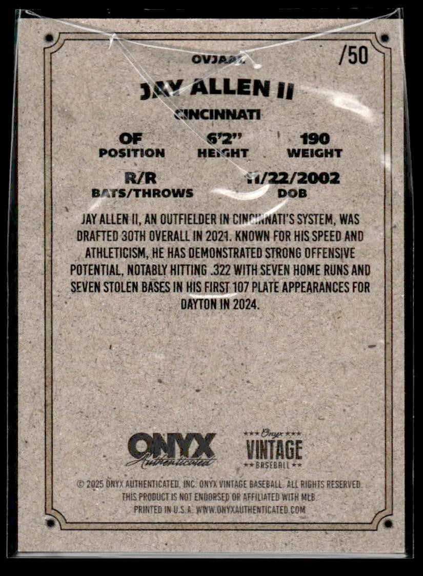 2025 Onyx Vintage #OVJAAL Jay Allen Orange Bordered #/50
