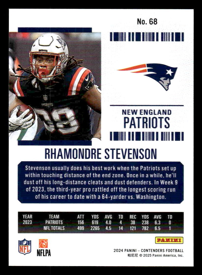 2024 Panini Contenders Football Mojo #68 Rhamondre Stevenson