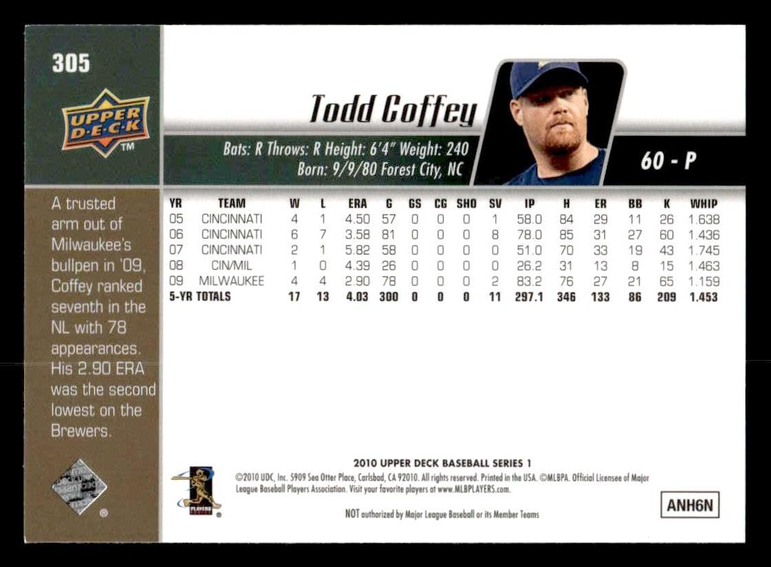 2010 Upper Deck #305 Todd Coffey