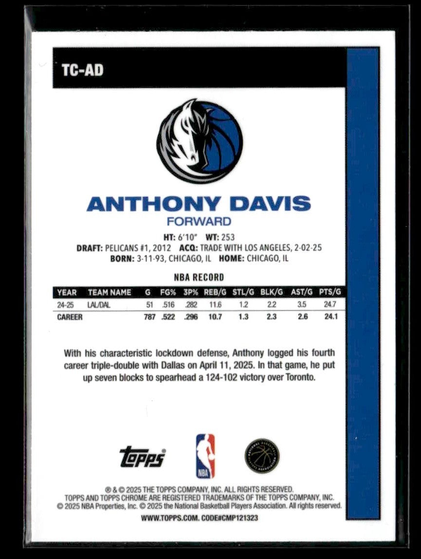 2025-26 Topps #TC-AD Anthony Davis 1980-81 Topps Chrome Basketball