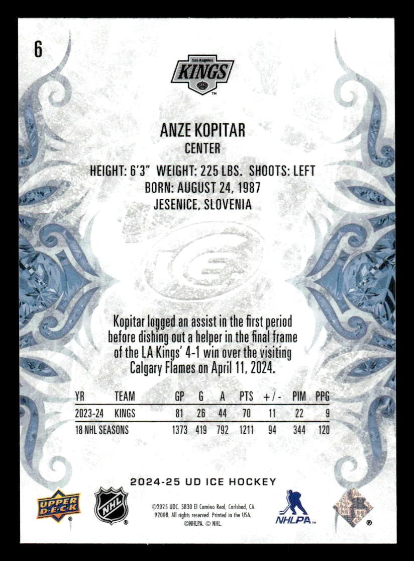 2024-25 Upper Deck Ice #6 Anze Kopitar