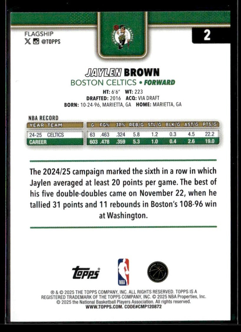 2025-26 Topps #2 Jaylen Brown