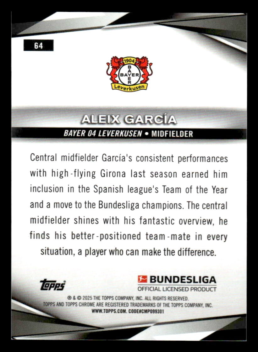 2025 Topps Sapphire Edition Bundesliga #64 Aleix Garcia
