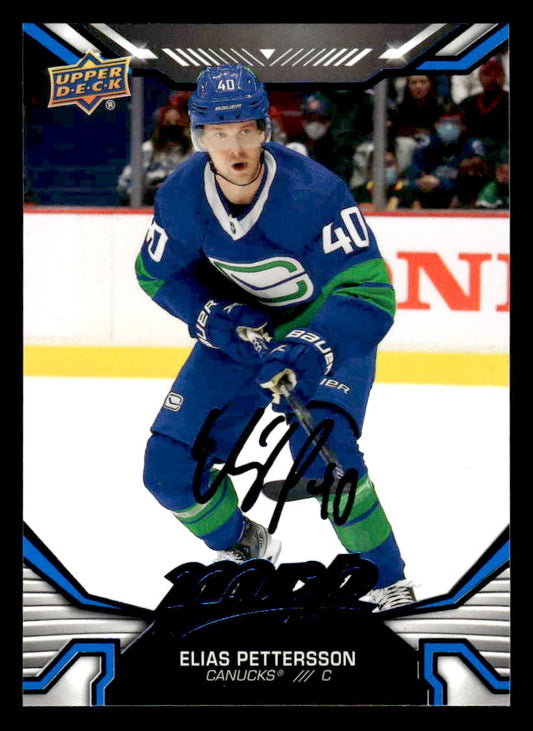 2022-23 Upper Deck MVP #4 Elias Pettersson Blue Script