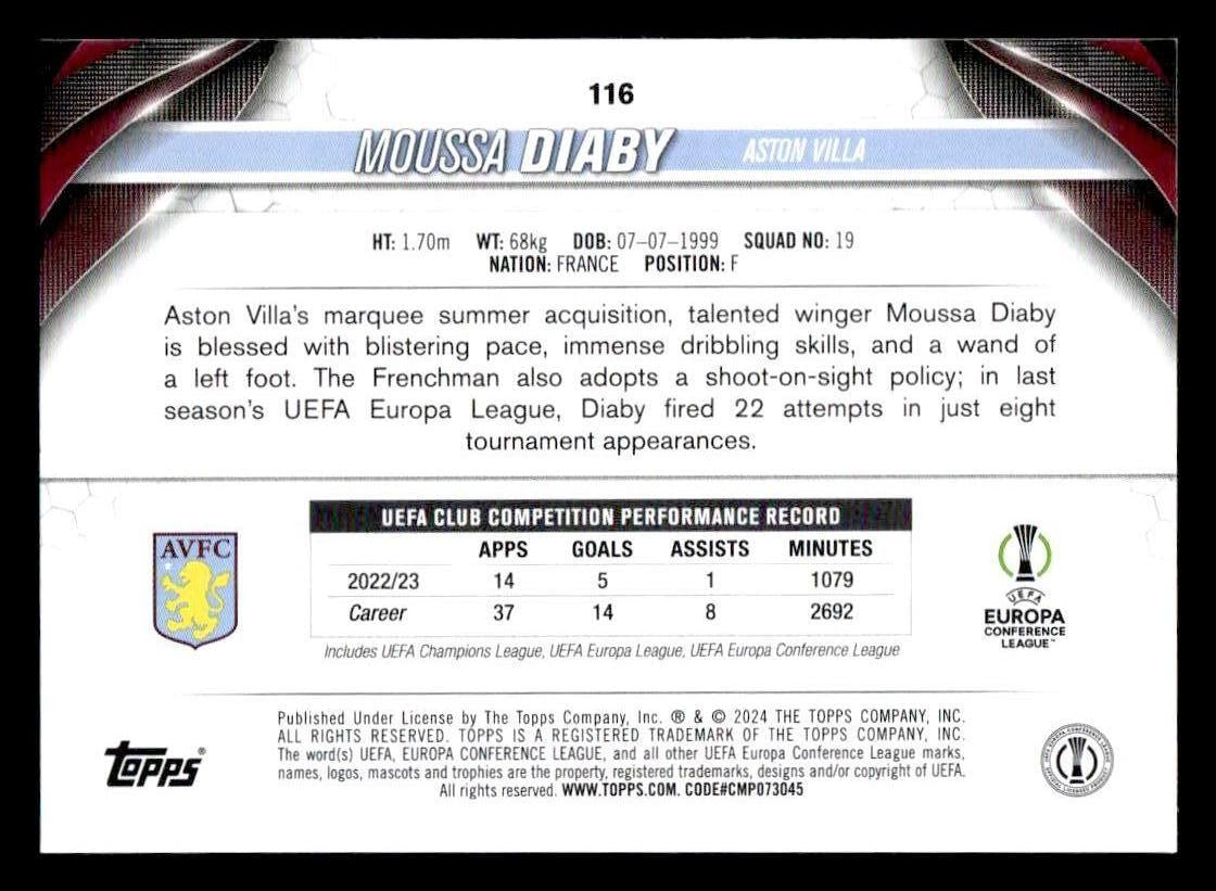 2023-24 Topps Jade Edition UEFA Club Competitions #116 Moussa Diaby