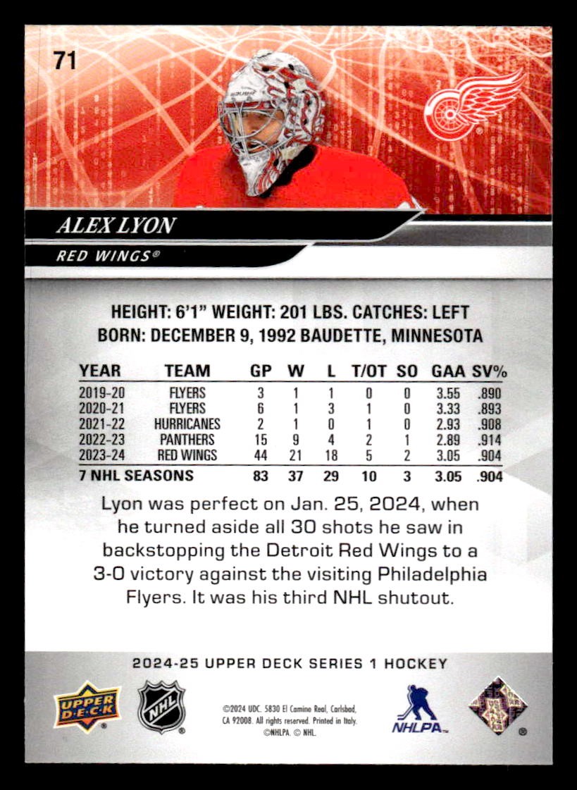 2024-25 Upper Deck #71 Alex Lyon