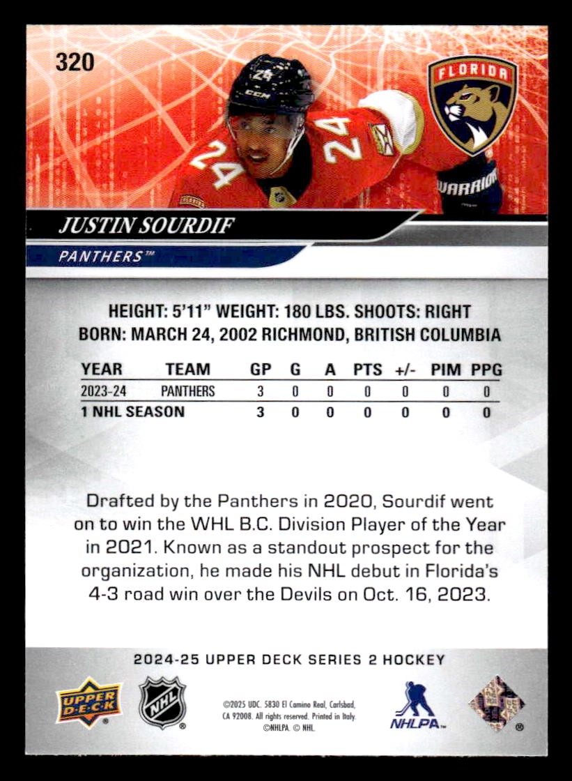 2024-25 Upper Deck #320 Justin Sourdif