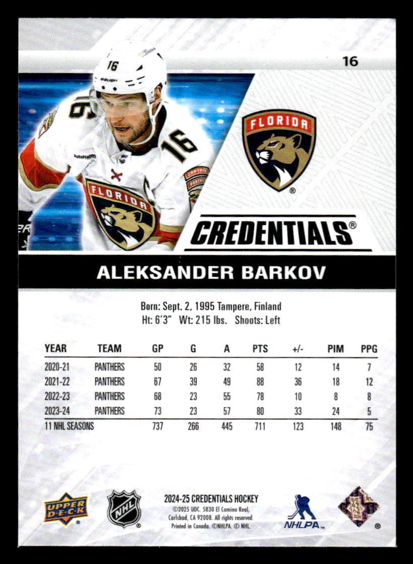 2024-25 Upper Deck Credentials #16 Aleksander Barkov