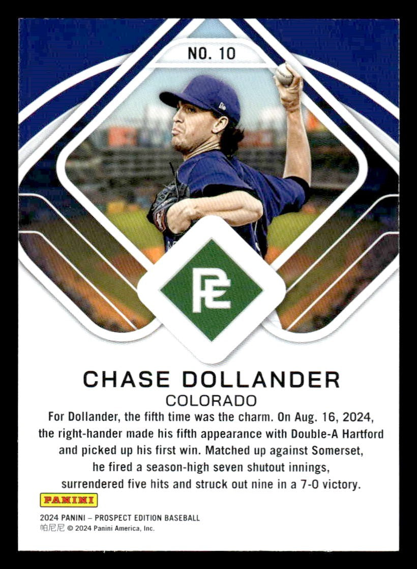2024 Panini Prospect Edition #10 Chase Dollander Aces Purple #/49