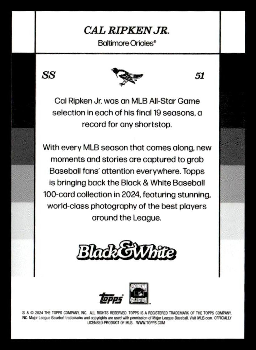 2024 Topps Black & White #51 Cal Ripken Jr.