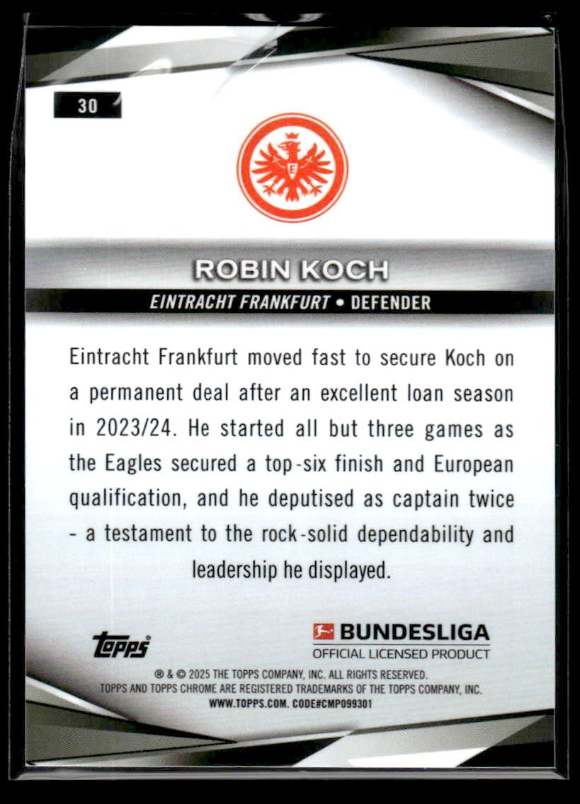 2025 Topps Chrome Bundesliga #30 Robin Koch Pink Refractor #/199