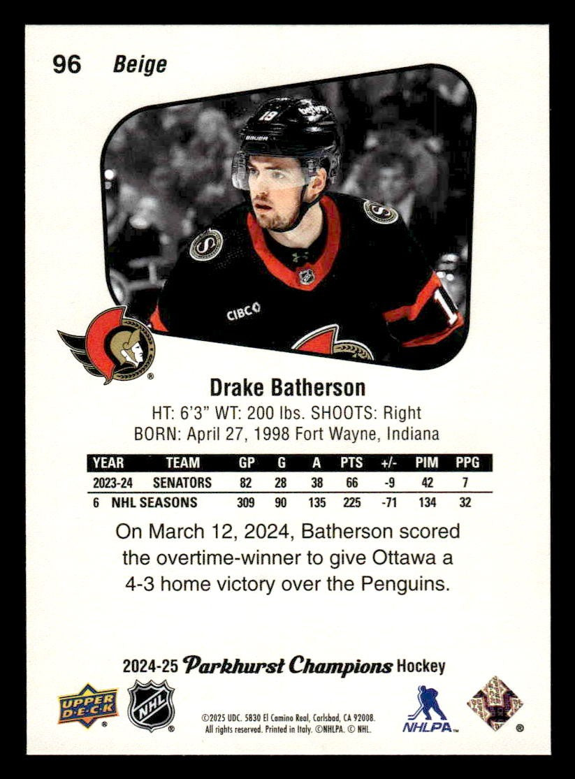 2024-25 Parkhurst Champions #96 Drake Batherson