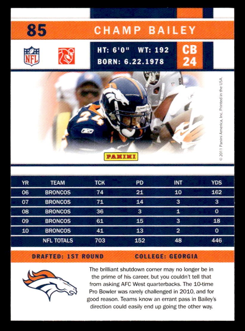 2011 Score #85 Champ Bailey