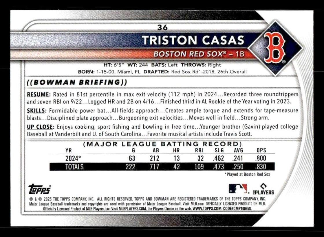 2025 Bowman #36 Triston Casas