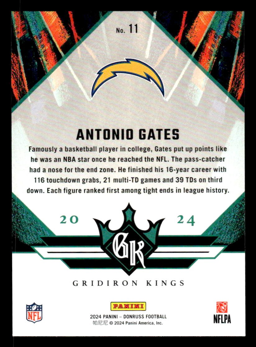 2024 Donruss #11 Antonio Gates All-Time Gridiron Kings
