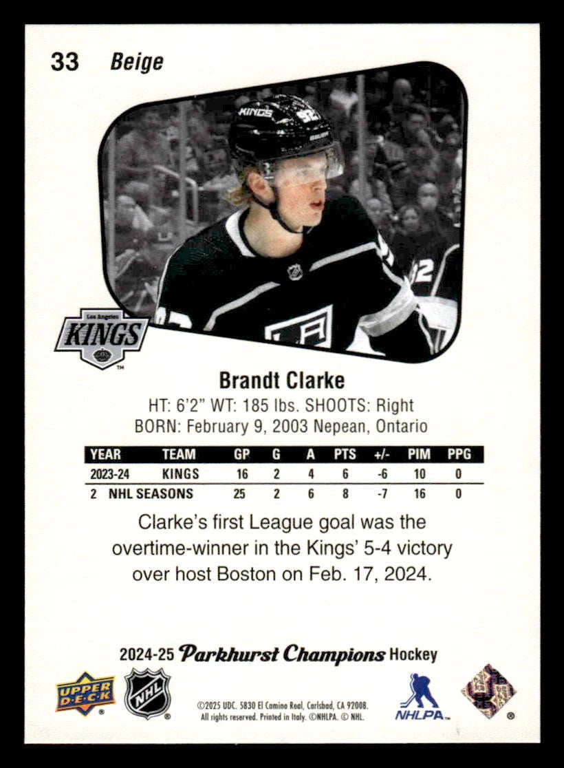 2024-25 Parkhurst Champions #33 Brandt Clarke