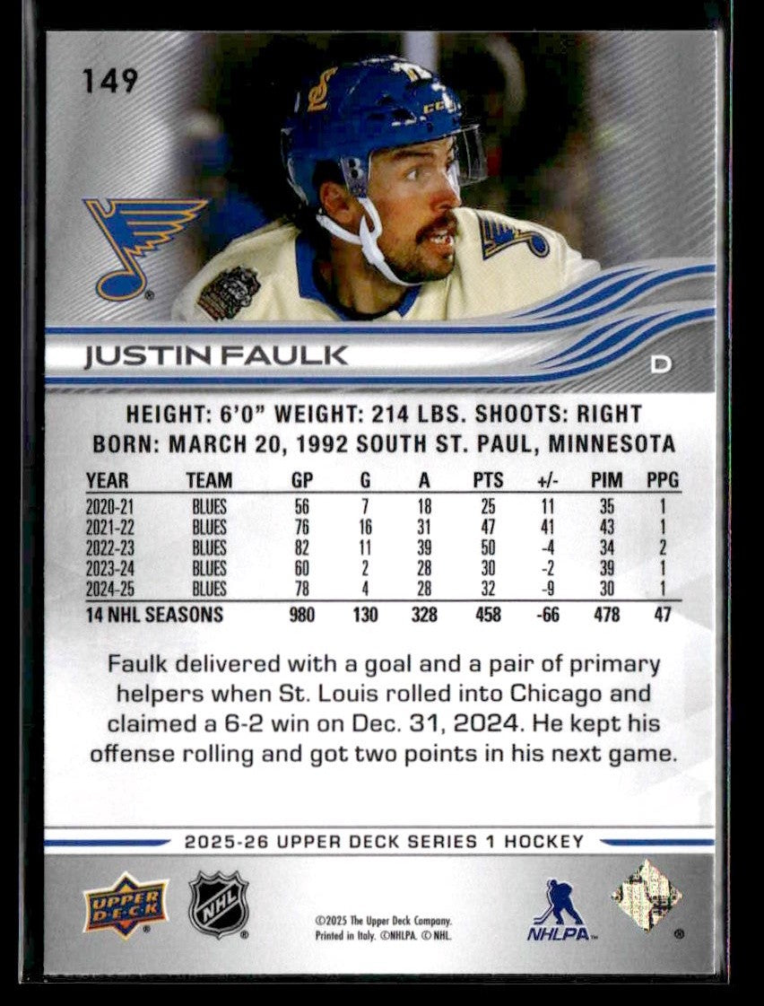 2025-26 Upper Deck #149 Justin Faulk