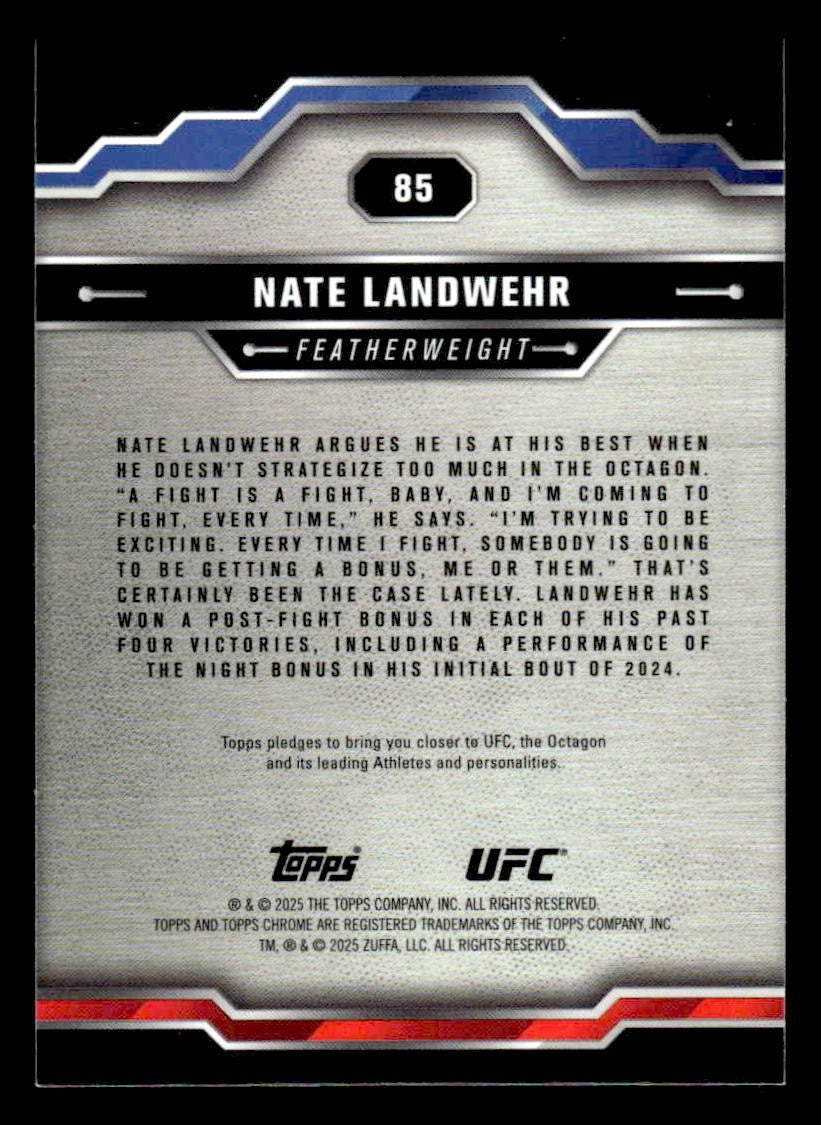 2025 Topps Chrome Sapphire Edition UFC #85 Nate Landwehr
