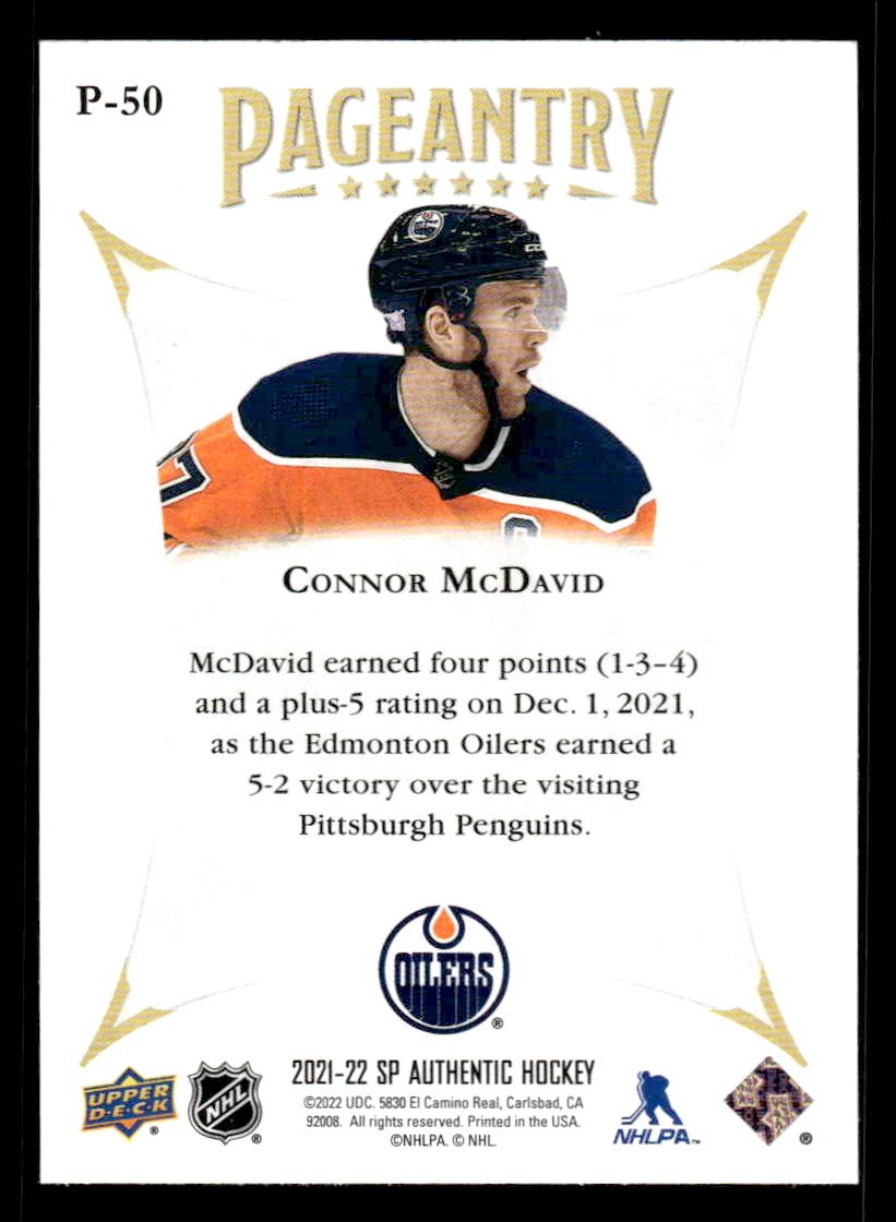 2021-22 SP Authentic #P-50 Connor McDavid Pageantry