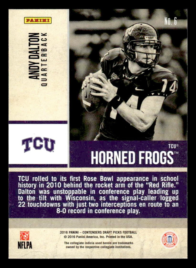 2016 Panini Contenders Draft Picks #6 Andy Dalton Old School Colors
