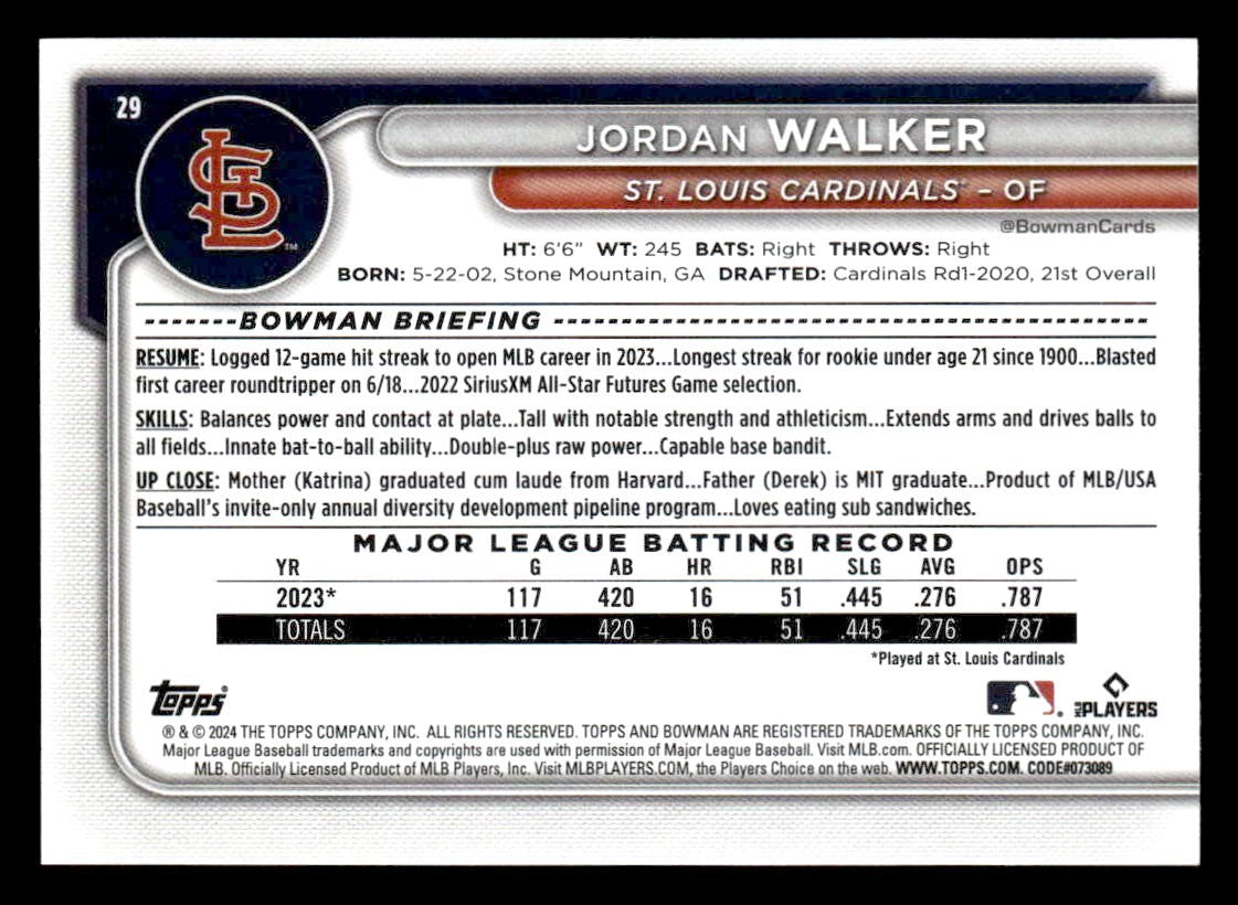 2024 Bowman #29 Jordan Walker