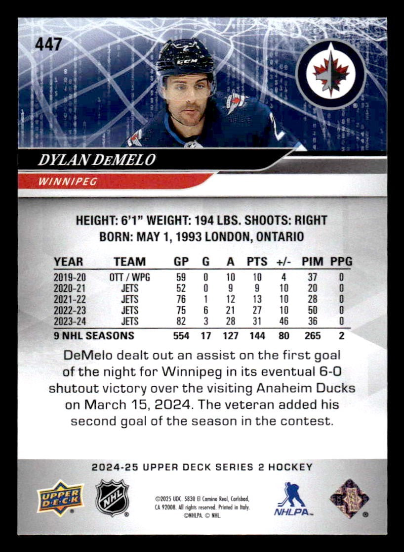 2024-25 Upper Deck #447 Dylan DeMelo