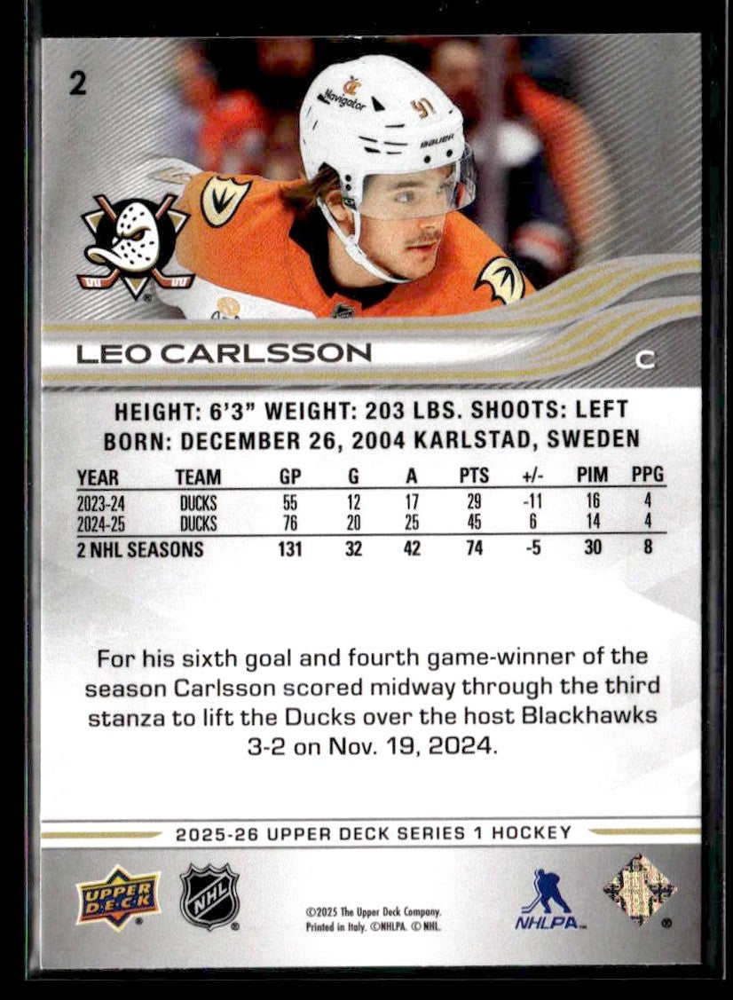 2025-26 Upper Deck #2 Leo Carlsson