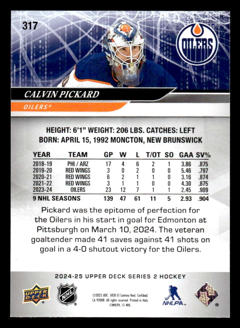 2024-25 Upper Deck #317 Calvin Pickard